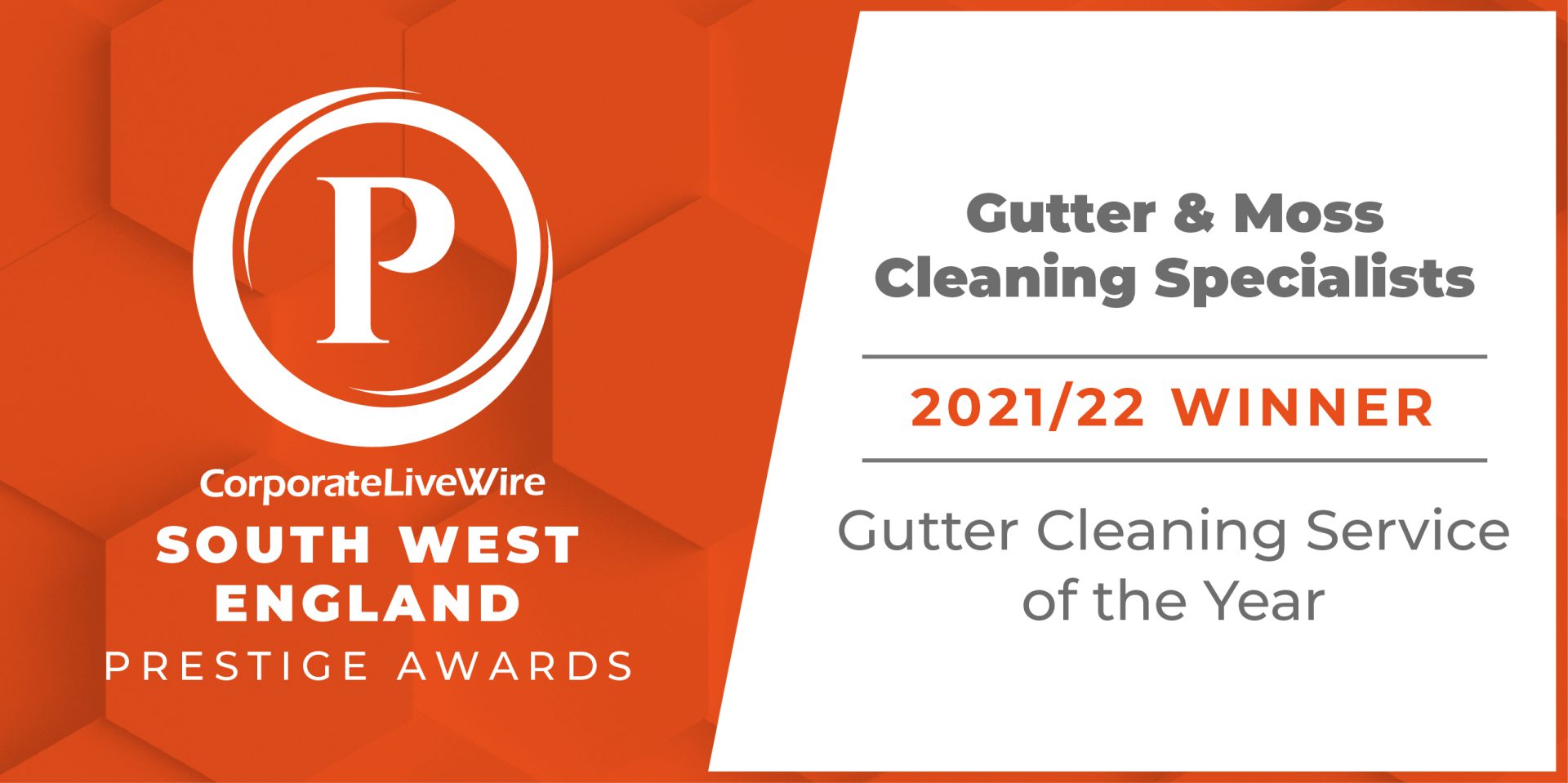 Gutter and moss cleaning specialists 2021 - 2022 award plaque